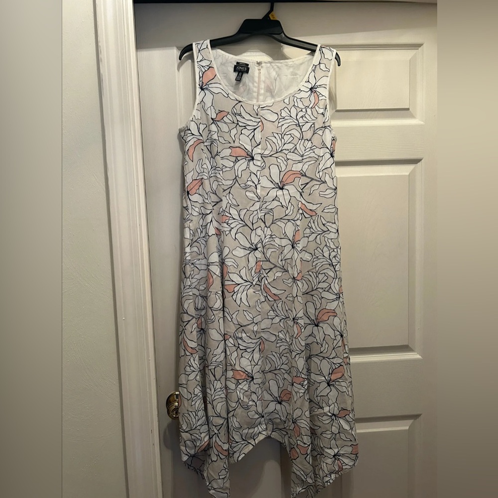 Jones New York Floral Midi Dress - White and Pink size 8